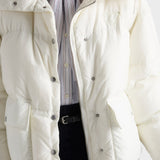 Medium-weight hooded soft fabric down jacket