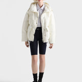 Medium-weight hooded soft fabric down jacket