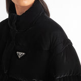 Convertible cropped velvet down jacket