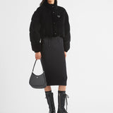 Convertible cropped velvet down jacket