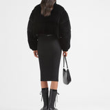 Convertible cropped velvet down jacket