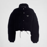 Convertible cropped velvet down jacket