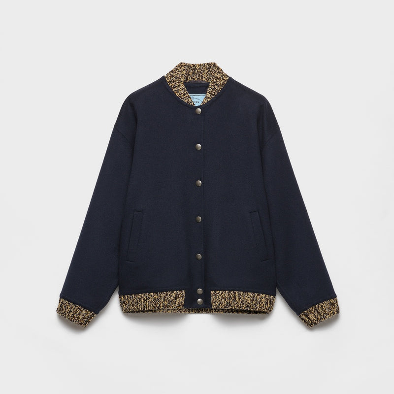 Double cashmere and wool bomber jacket