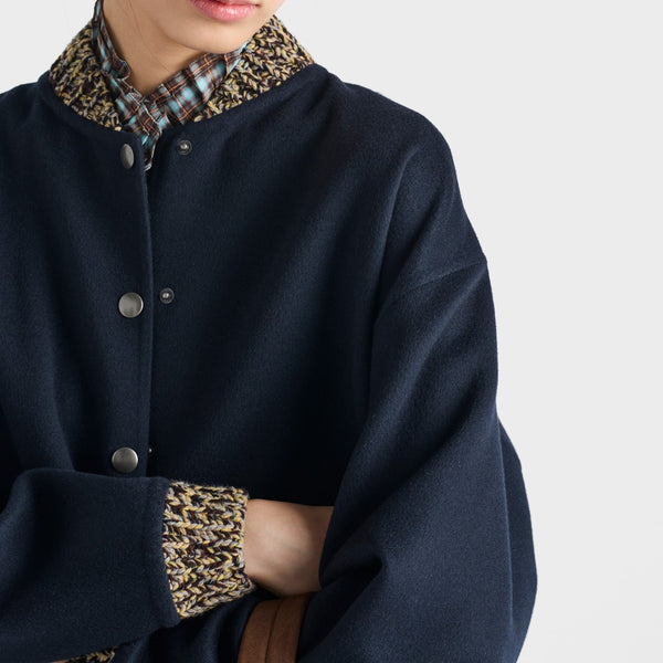 Double cashmere and wool bomber jacket