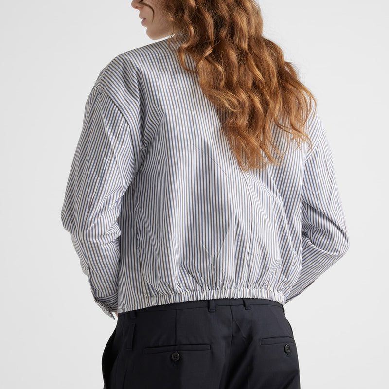 Striped poplin blouson jacket