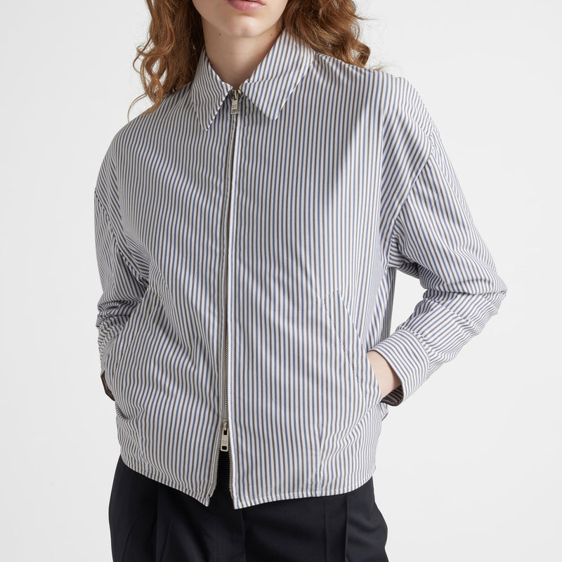 Striped poplin blouson jacket