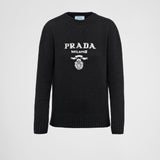 Cashmere and wool Prada logo crew-neck sweater