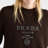 Cashmere and wool Prada logo crew-neck sweater
