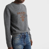 Cashmere and wool Prada logo crew-neck sweater