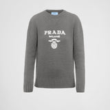 Cashmere and wool Prada logo crew-neck sweater