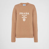 Cashmere and wool Prada logo crew-neck sweater