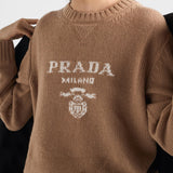 Cashmere and wool Prada logo crew-neck sweater