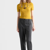 Short-sleeved wool knit sweater with pendants