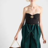 Wool and cashmere bandeau top with brooch