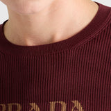 Cropped silk sweater with logo