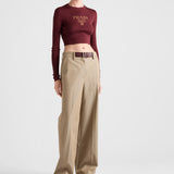 Cropped silk sweater with logo