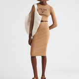 Cropped silk sweater with logo