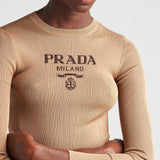 Cropped silk sweater with logo