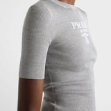 Silk crew-neck sweater with logo