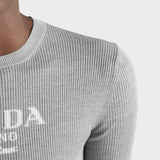 Silk crew-neck sweater with logo