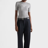 Silk crew-neck sweater with logo