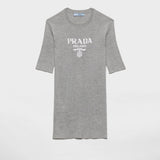 Silk crew-neck sweater with logo