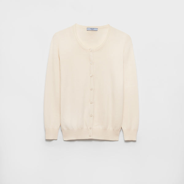 Cotton and silk knit cardigan