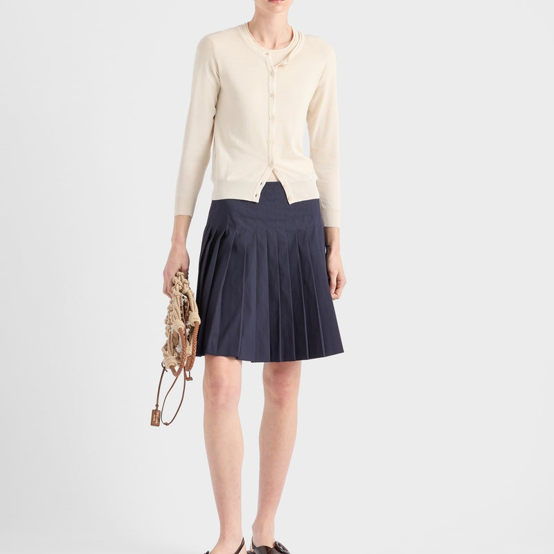 Cotton and silk knit cardigan