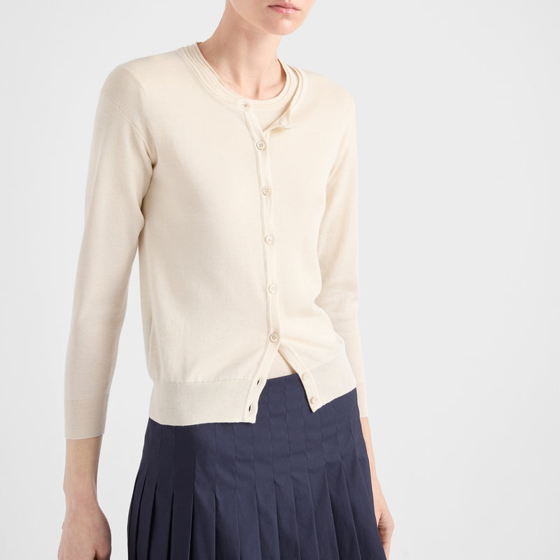 Cotton and silk knit cardigan