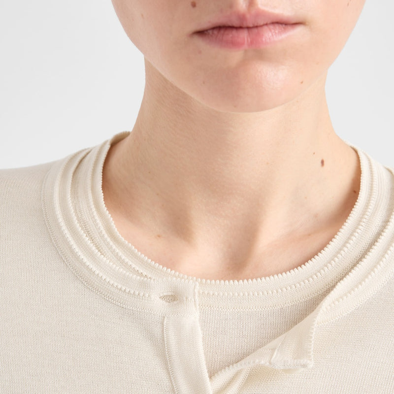 Cotton and silk knit cardigan