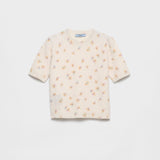 Floral print wool crew-neck sweater