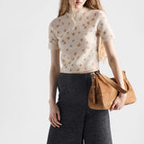 Floral print wool crew-neck sweater