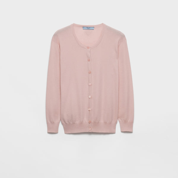 Cotton and silk knit cardigan