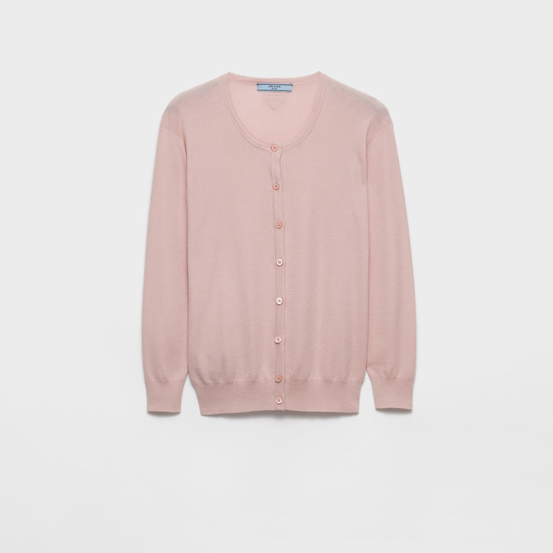 Cotton and silk knit cardigan