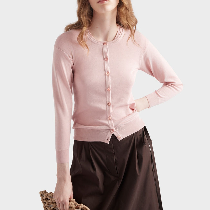 Cotton and silk knit cardigan