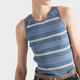 Striped stretch cotton knit top