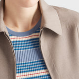 Striped stretch cotton knit top