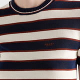 Striped crew-neck cotton sweater