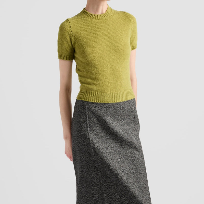 Short-sleeved cashmere sweater