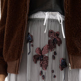 Embroidered chiffon midi-skirt