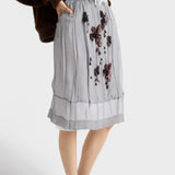 Embroidered chiffon midi-skirt