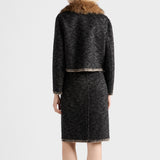 Double tweed midi-skirt