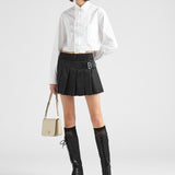 Pleated Re-Nylon miniskirt