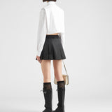 Pleated Re-Nylon miniskirt