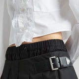 Pleated Re-Nylon miniskirt