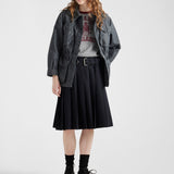 Pleated gabardine skirt