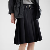 Pleated gabardine skirt