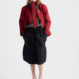 Chevron wool midi skirt