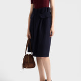 Wool knit midi skirt