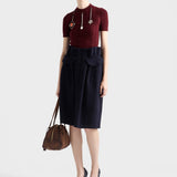 Wool knit midi skirt